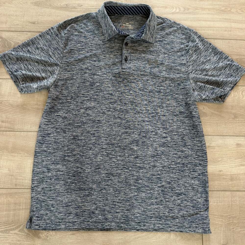 Under Armour HeatGear Polo Mens L Navy Gray Space